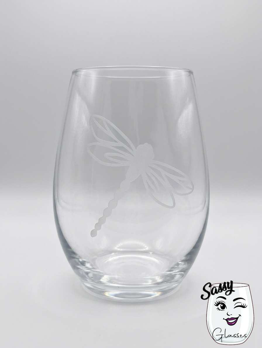 Dragonfly Stemless Wine Glass