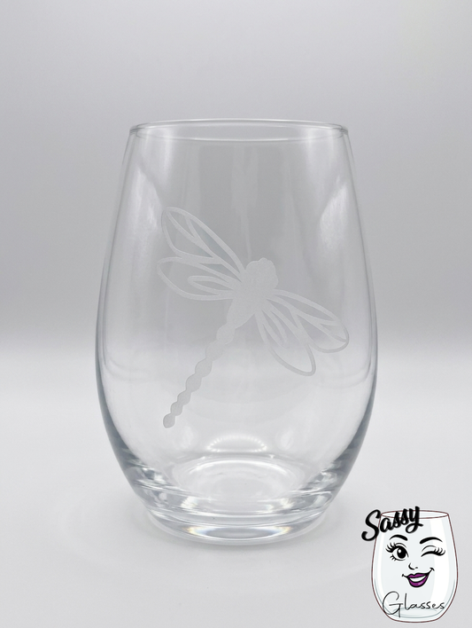 Dragonfly Stemless Wine Glass